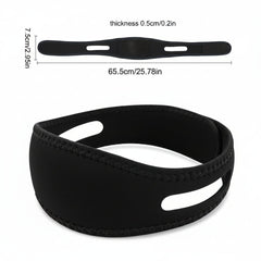 Black headband with measurements on a white background