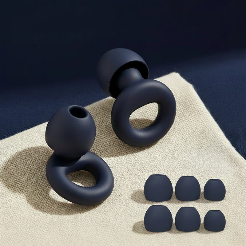 Set of dark blue silicone rings with additional components